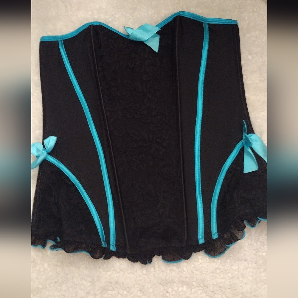 Elegant Black and Blue Corset